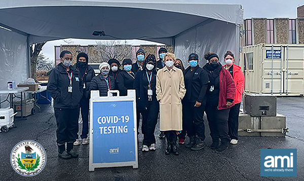 Pennsylvania Rep. Chrissy Houlahan visits an AMI COVID-19 testing site in Berks County